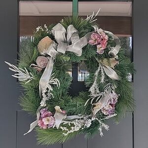 Christmas Wreath Silver & Purple Decor Approximately 20"
